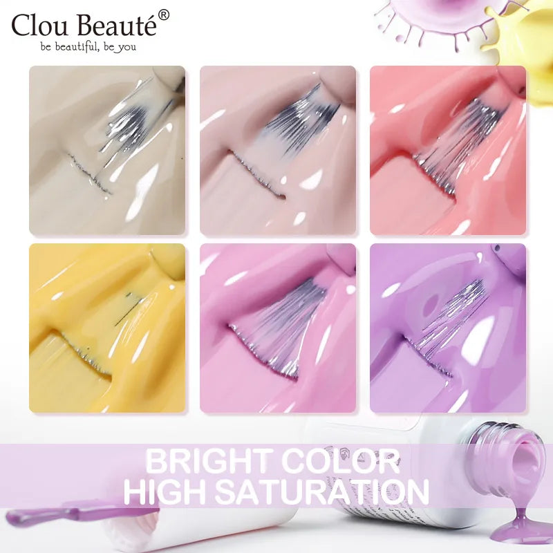 Clou Beaute 15ml Red Black White Green Neon Gel Nail Polish Base Top Coat Velvet Top 400 Colors Semi Permanent Gel Nail Varnish