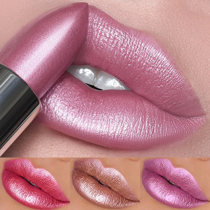 19 colors glitter lipstick hydrating red pink sparkling shine lip color highly pigmented lip tints metallic finish lip makeup