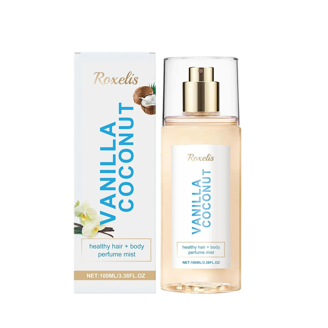 Vanilla Coconut Body Hair Mist - Long Lasting Fresh Romantic Fragrance, Travel Size Portable Spray Women Men Daily &amp; Dating Use