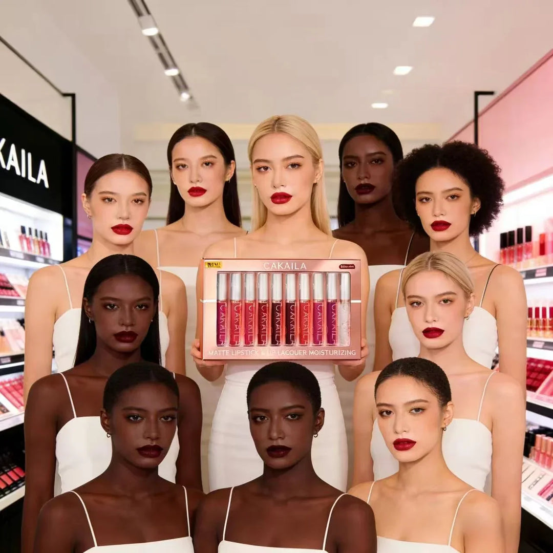 Matte Liquid Lipstick Lip Oil 10pc/set, Waterproof Velvet Lip Gloss Long Lasting Non-transfer Nude Red Pink Daily &amp;Party Makeup