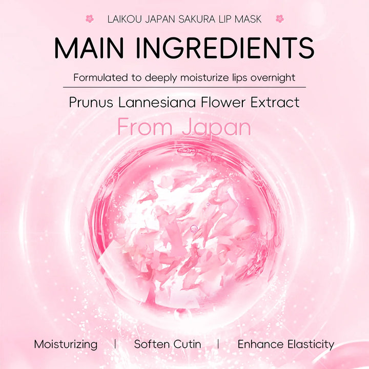 LAIKOU Sakura Lip Mask - Overnight Hydrating Lip Balm for Plump Lip Lines Beauty Care