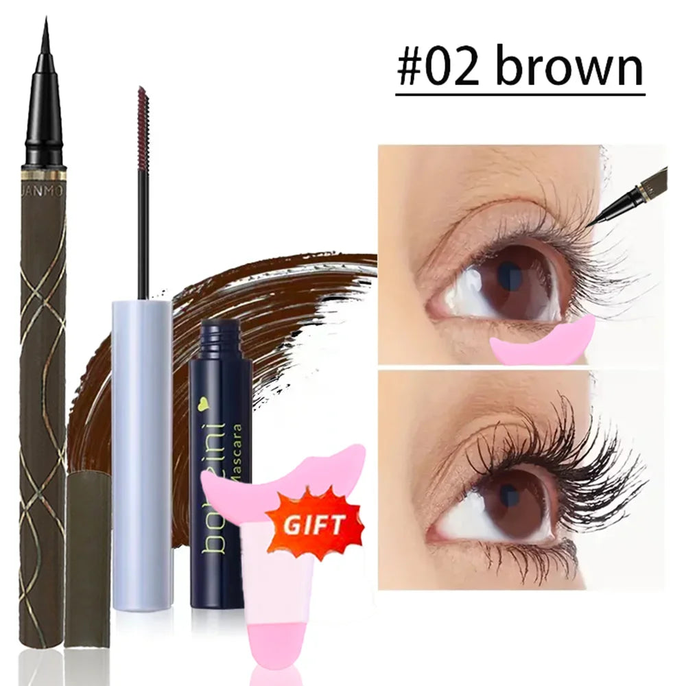 Silk Fiber Curling Mascara, Ultra-Fine Brush, Lengthening &amp; Volumizing, Waterproof, Smudge-Proof, Long-Lasting, Unisex, Eye Safe
