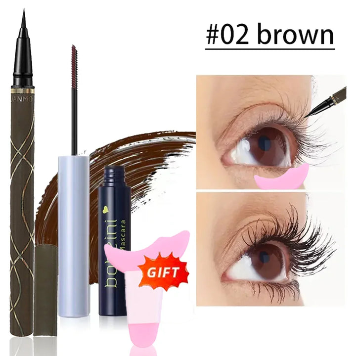 Silk Fiber Curling Mascara, Ultra-Fine Brush, Lengthening &amp; Volumizing, Waterproof, Smudge-Proof, Long-Lasting, Unisex, Eye Safe
