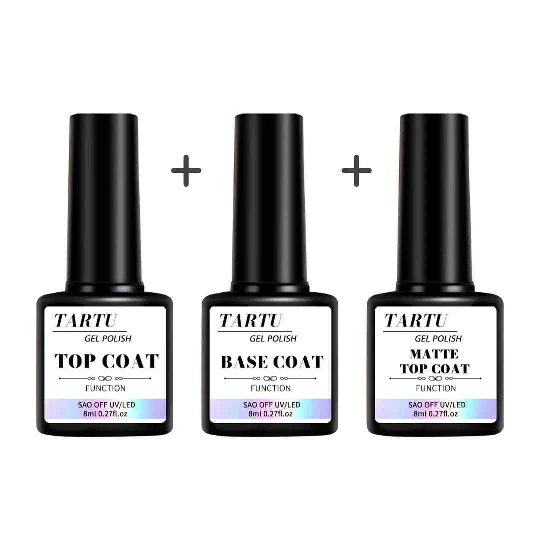 1pc/2pcs/3pcs 8Ml Functional Gel Nail Art Set with Base Coat and Diamond Top Coat,Matte Top ,Soak Off  for Nail Art Design Tool