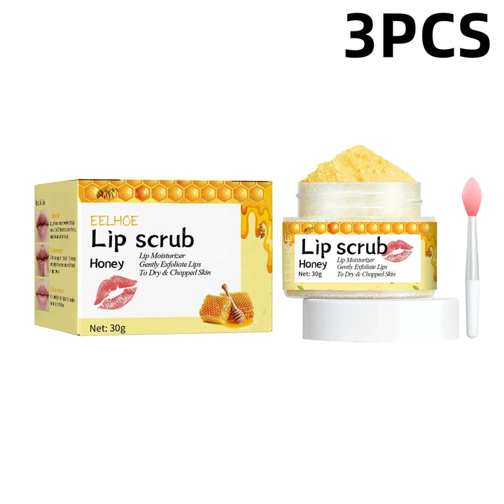 EELHOE Honey Lip Scrub Exfoliator for Dry Chapped Lips Nourishing Moisturizing Dead Skin Removal Plumping Line Care Treatment