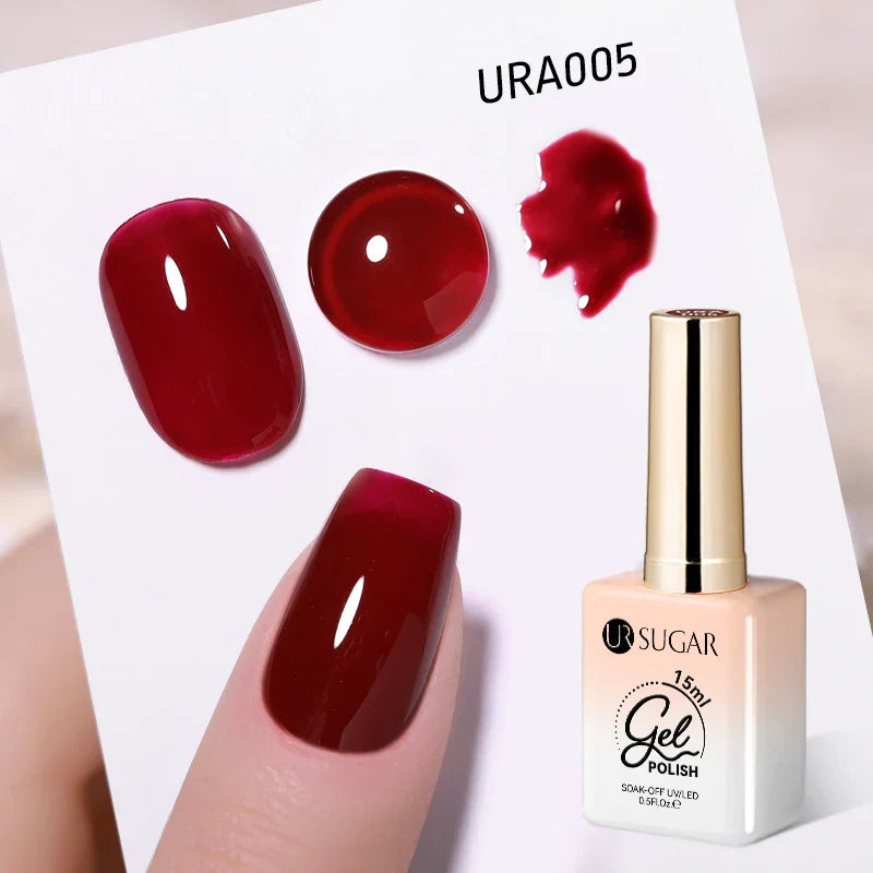 UR SUGAR 15ml Jelly Milky White Translucent Color Gel Polish Semi Permanent UV Gel Nail Art Soak Off Gel Varnish Latest Fashion