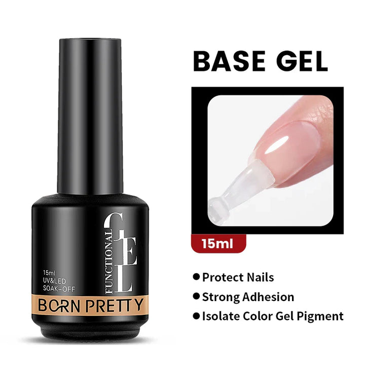 BORN PRETTY Milky Pink Rubber Base Gel Nail Polish Glitter 15ml Semi-Permanent Varnish Soak Off Self Leveling UV LED Gel