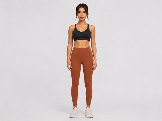 Women's High-Waisted Leggings with Pockets – Rust Terracotta | Squat-Proof